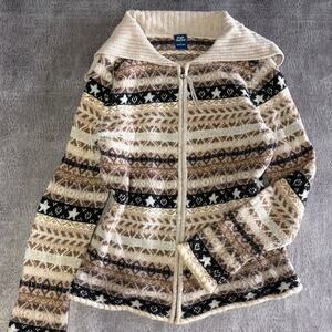 Vintage High Sierra Neutral Fair isle Zip Up Sweater